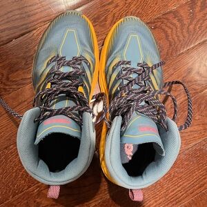 Hoka Gray and Orange Lace-Up Boots